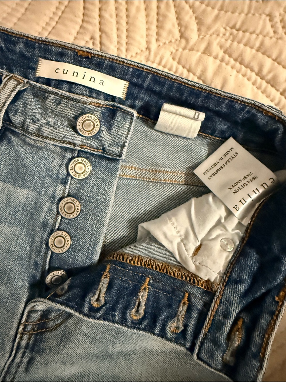eunina High-Rise Light Blue Button-Fly Jeans